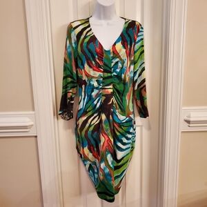 Tommy Bahama Blue and White Tropical Midi Dress Sz M